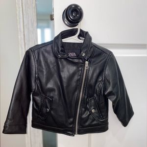 Zara kids Black Leather Jacket